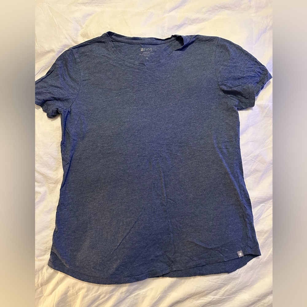 Figs blue heather supersoft under scrub tshirt